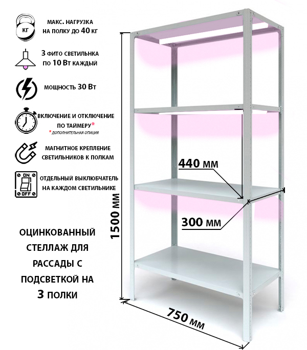стеллаж для выращивания рассады купить недорого в Москве в интернет магазине